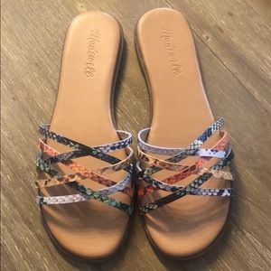 Madewell snake embossed leather multi-color slides